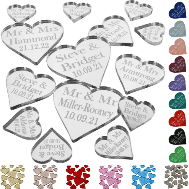 Decoraciones de mesa personalizadas de confeti de amor corazón y señora favores de boda