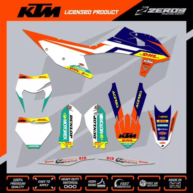 KTM Graphics Kit: Motocross Graphics MX Graphics SX SXF EXC EXCF DHL TEAM BLU