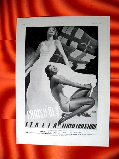 Italia Lloyd Triestino Press Release Illustration Boccovile Ad 1938