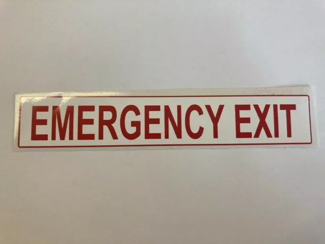 Bus Coach Sticker Label Sign Legal Lettering Letters - EMERGENCY EXIT - Red