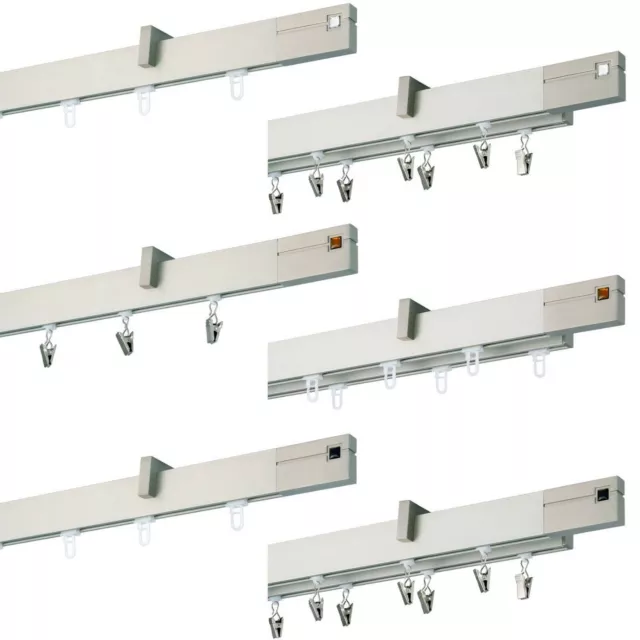 Gardinenstange Innenlaufstange Silber Rechteck 1/2-läufig kantig Deckenmontage