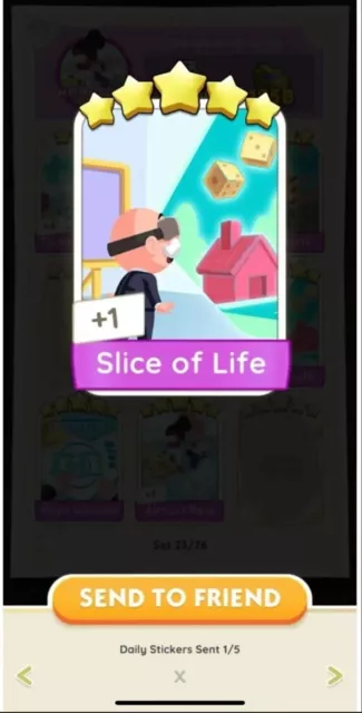 Monopoly Go - 5 Star Prestige Card 🌟🌟🌟🌟🌟 - Set 23 Slice Of Life