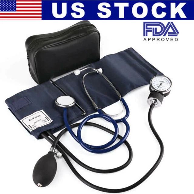 Professional Manual Blood Pressure Cuff Aneroid Sphygmomanometer w/ Stethoscope