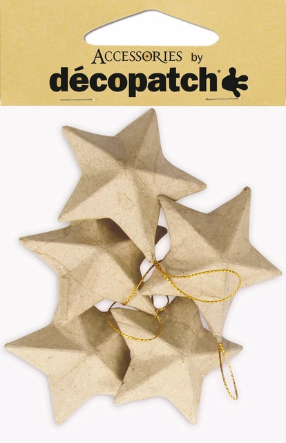Decopatch Mache Star to Colgar, 3 x 8 x 8 cm, marrón, paquete de 5