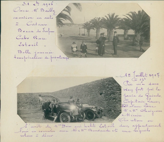 Portugal, Cascais, excursion en automobile  Vintage silver print, snapshot, 2 ph
