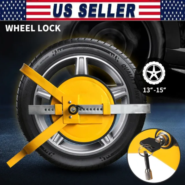 Wheel Defender Lock Clamp Tyre Lock 13" 14" 15" Car Caravan Trailer Heavy Duty