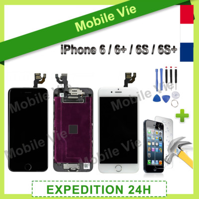 VITRE TACTILE+ECRAN LCD COMPLET IPHONE 6/6 Plus/6S/6S Plus NOIR ou BLANC +OUTILS