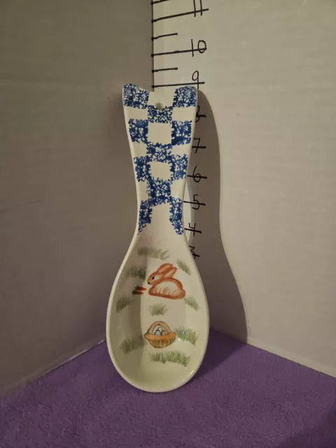 1997 Mervyn's Rabbit With Carrots And Easter Basket Spoon Rest