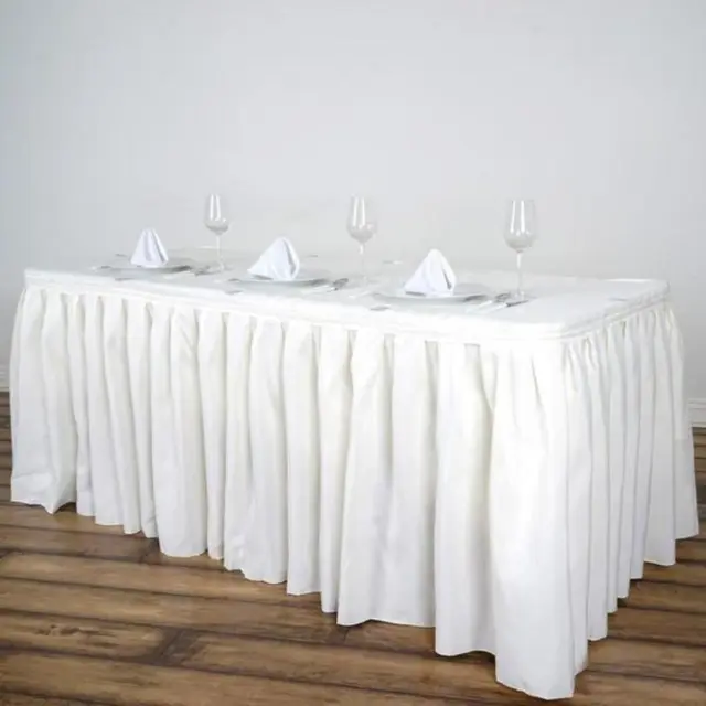 Ivory 14 feet POLYESTER PLEATED TABLE SKIRT Tradeshow Wedding Catering Supplies