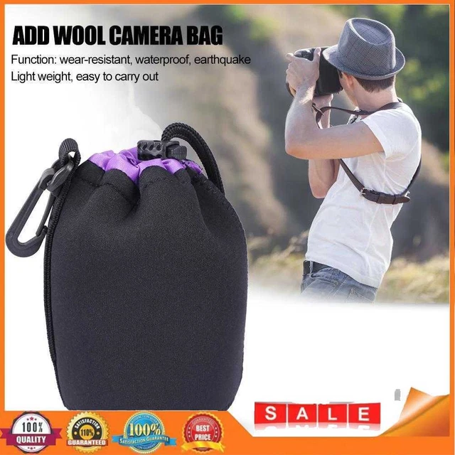 Neoprene Camera Lens Pouch Drawstring Waterproof Shockproof Soft Bag (M)