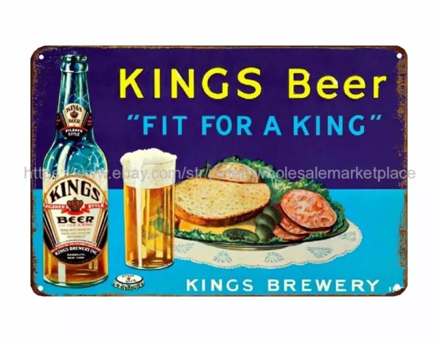 Kings Brewing Co. Brooklyn New York kings beer metal tin sign accent wall decor