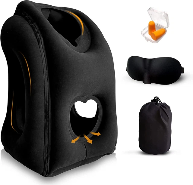 Inflatable Travel Pillow, Airplane Neck Pillow for Sleeping to Comfortably Suppo