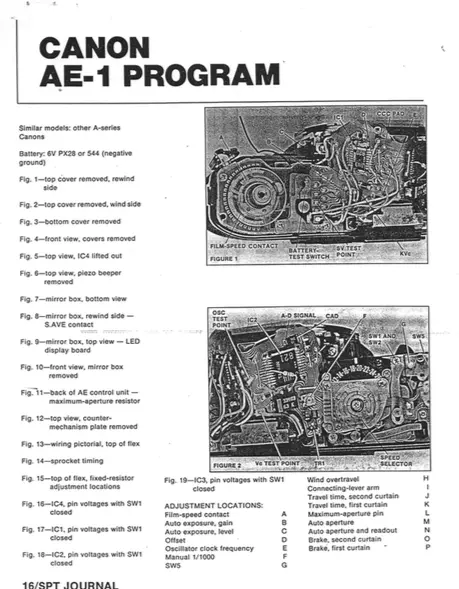 CANON AE-1 PROGRAM 35mm SLR FILM CAMERA REPAIR & SERVICE MANUAL - REPRINT