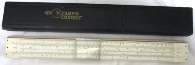 RARE Vintage Tachymeter Slide Ruler in Case A.W.Faber Castell 1/75/375