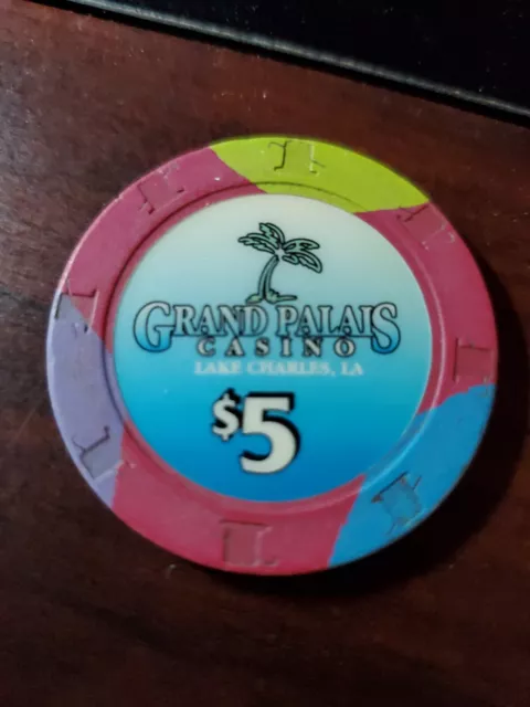 $5.00 Casino Chip Grand  Palais Lake  Charles  La, Rare - Hard To Find