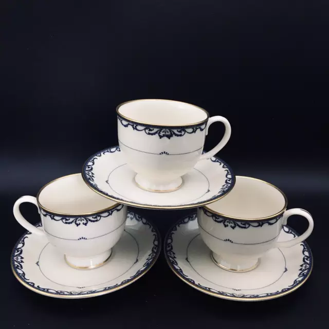 Lenox Footed Cup and Saucer Liberty Pattern Bone China Made in USA Set of 3