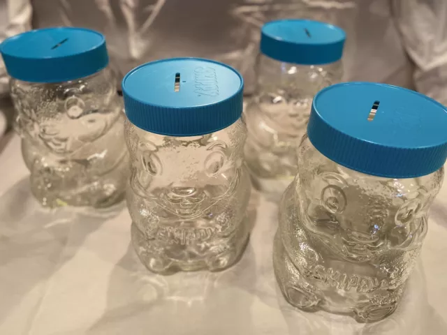 1990 Skippy Peanut Butter Coin Bank 100th Anniversary Beaver Glass Jars