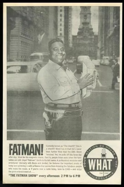 1963 Lloyd Fatman Smith photo WHAT radio show Philadelphia vintage print ad