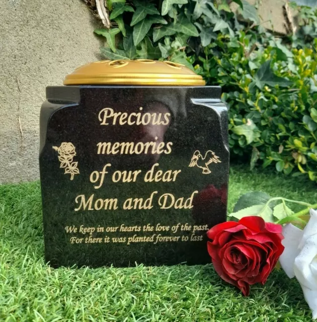 Personalised Granite Memorial Vase Grave Pot Flower Holder Cemetery Grave Vase