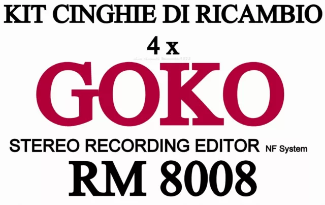 ★KIT CINGHIE DI RICAMBIO 4 x MOVIOLA GOKO RM 8008 STEREO RECORDING EDITOR★