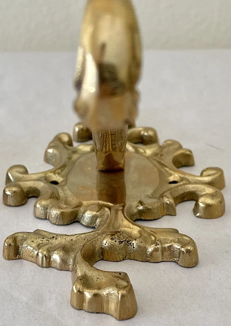 Set of 2 Vtg Antique Style Ornate Solid Brass Triple Coat Key Hat Hanger Hooks 8