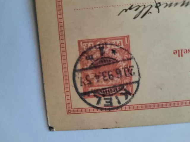 Postkarte Weltpostverein Ganzsache mit Stempel von Kiel nach Kopenhagen 2