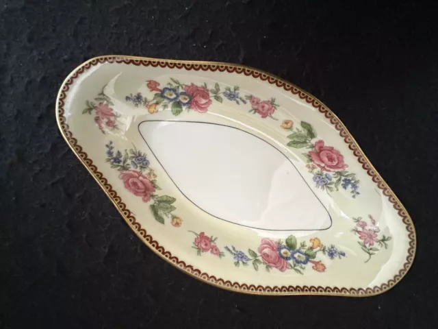 Limoges china relish bowl or pickle dish T&V Tressemann & Vogt pink rose border