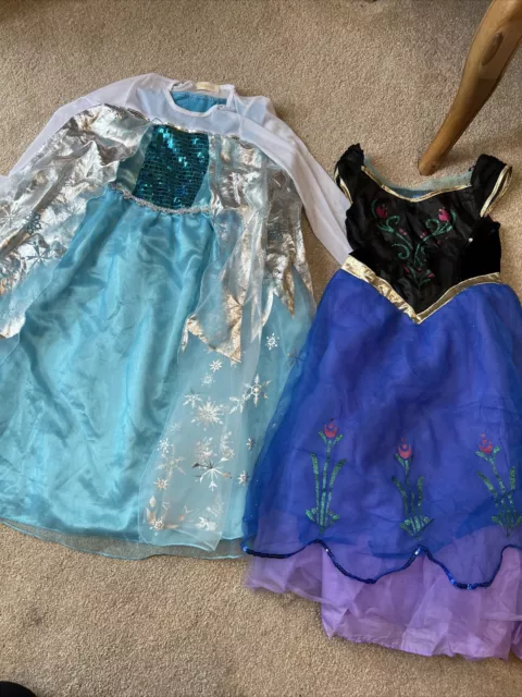 Frozen Anna And Elsa Dressing Up Age 5-6 Years Girls Fancy Dress