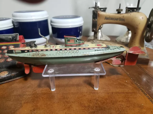 Vintage Child's Toy Tin Submarine Japan Old