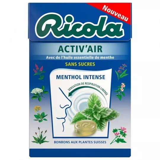 Lot de 3 boîtes Ricola Menthol intense sans sucre (3x50g) bonbons suisse