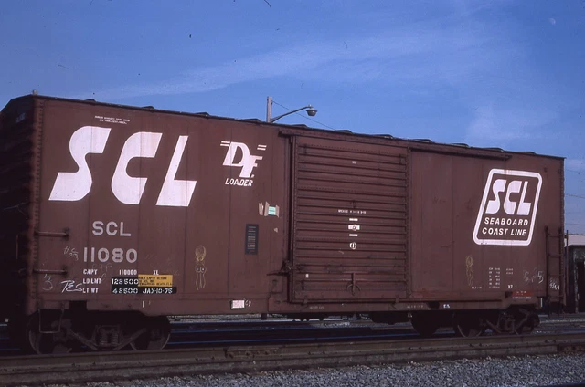 Original Slide SCL Seaboard Coast Line 40' Boxcar #11080 in 1976