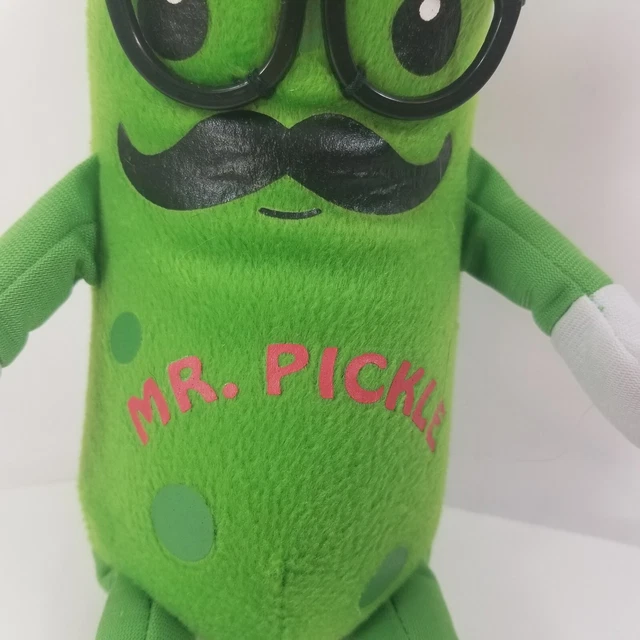 FIESTA MR. PICKLE Green Pickle 12" Mascot Mustache Glasses Stuffed