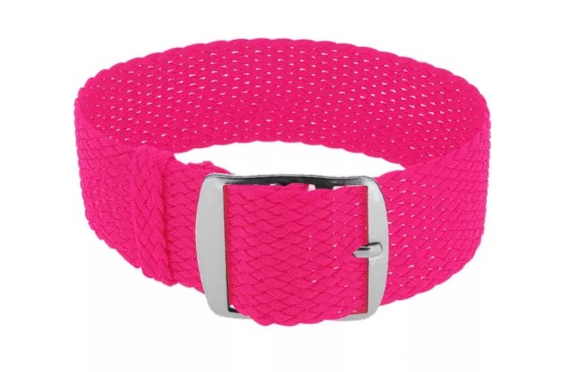 Minott Bracelet Montre Rose Fluo Fibre Polyamide Tressé Boucle de Pin 18mm