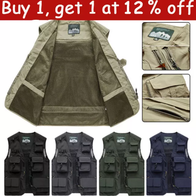 Fishing Vest Men's Multi-Pocket Hunting Photography Quick Dry Waistcoat Jackets✯