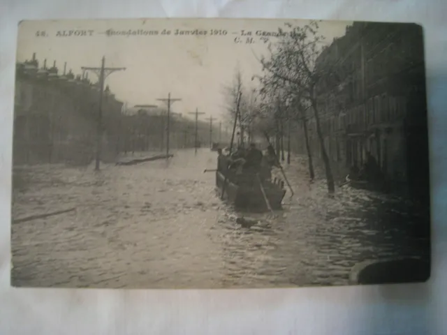 CPA 94: ALFORT "Inondations de Janvier 1910. La grande rue."