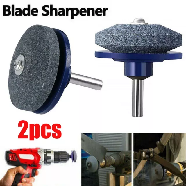 2PCS Blade Sharpener Lawn Mower Garden Tool Rotary Stone Sharpening Power Drills