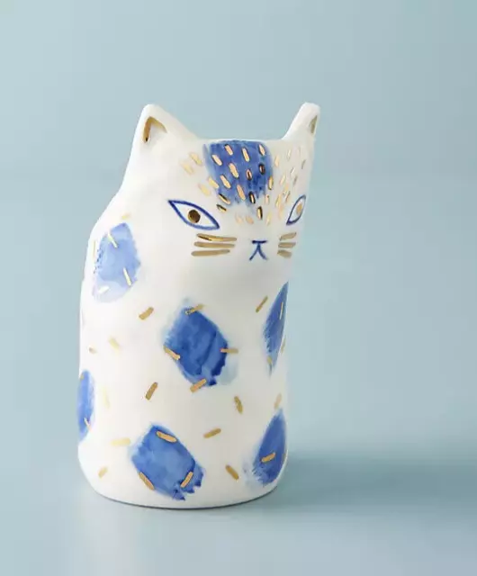 Anthropologie BIRDCANFOX Cat Vase Kitten Planter Pot Cup Ceramic NEW