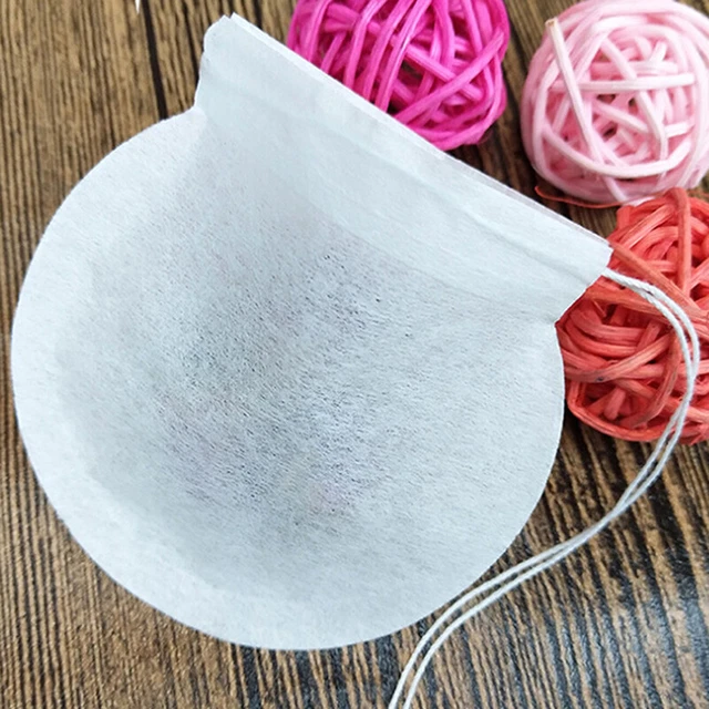 100Pcs White Round Tea Bags Empty Filter Paper Teabags 'with String for Herb Tea