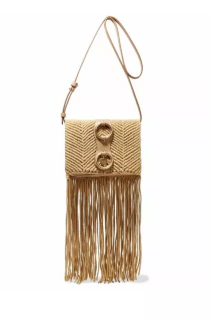NWT See by Chloe Roby Fringed Crocheted Leather & Cotton Shoulder Bag in Sand 3