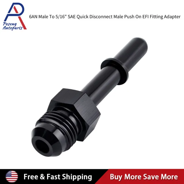 6AN AN6 Fuel Adapter Fitting to 5/16 GM Quick Connect Male LS EFI BLACK