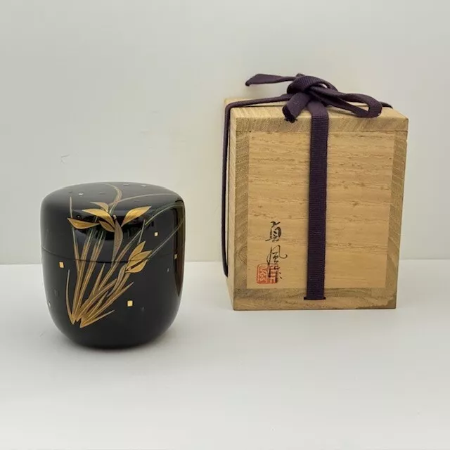 Japanese Tea Ceremony Caddy Container Natsume lacquerware Orchid Wajima lacquer