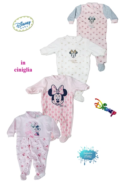 Tutina neonata ciniglia prima nascita ricamata DISNEY MINNIE da 0 a 9 mesi