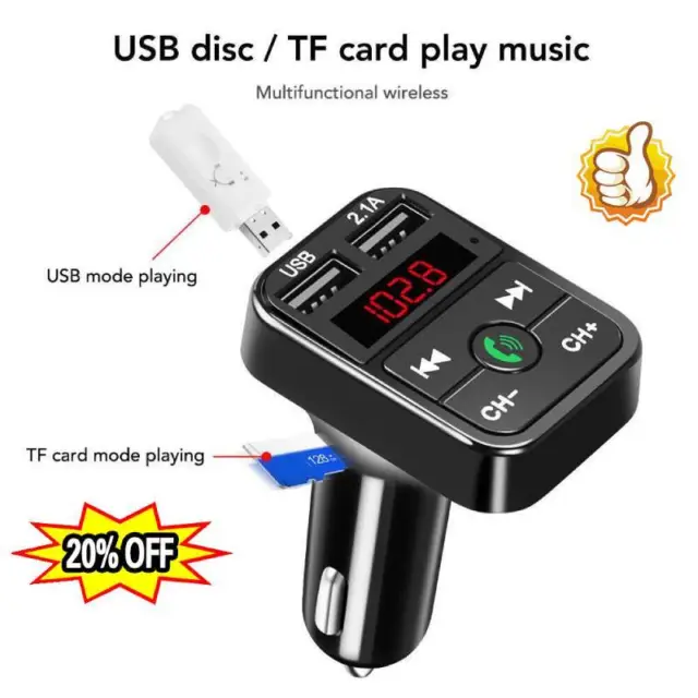 Dual USB Bluetooth Ladegerät KFZ Adapter FM Transmitter Auto Radio MP3 Player*