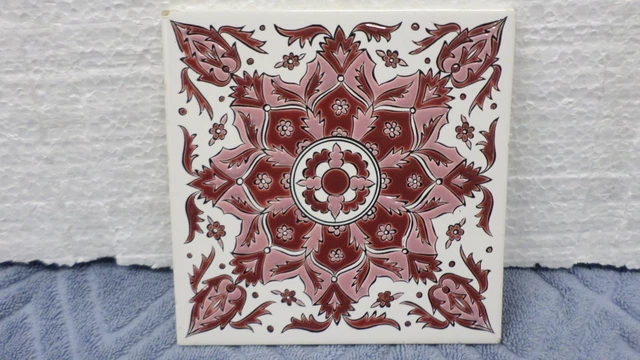 323M Nassos Paradissi Rodos-Hellas 6x6 Hand Made Tile Dark & Light Pink Colors