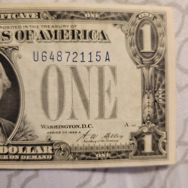 👀1928A $1 Silver Certificate Funny Back Note,Blue Seal,Circ Very Crispy,Nice!💎