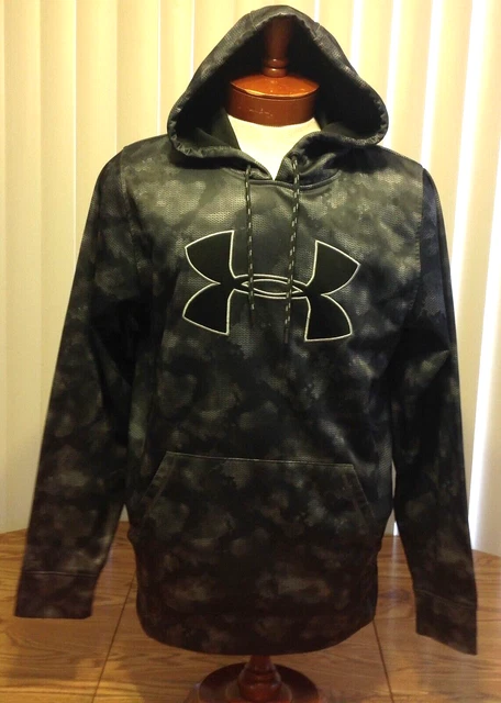 Under Armour Men's Loose Hoodie Sweatshirt Gray Camo Pullover Drawstring Medium