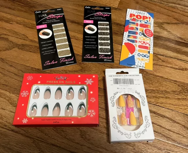 Lot Of 5 - Nail Strips & Press On Nail - Cala, Orly Gel Nail Strip