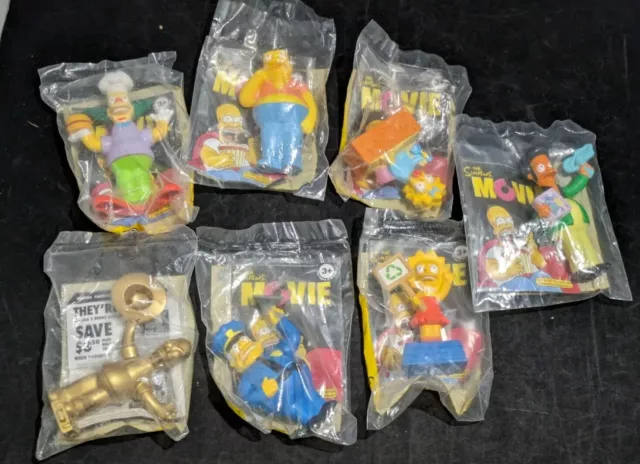 The Simpsons 2007 Burger King The Simpsons Movie 7 PC Talking Figure LOT NIP