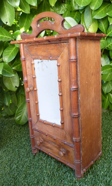Petite Armoire à Glace Vintage Pour Poupée - Bois Et Bambou - Occasion