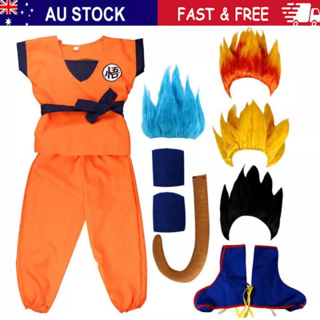 Kids Boys Dragon Z Goku Cosplay Costume Outfit Party Halloween Fancy Dress Up AU